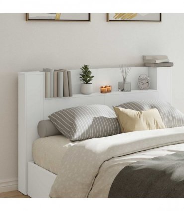 vidaXL Headboard Cabinet with LED White 160 x 16.5 x 103.5 cm