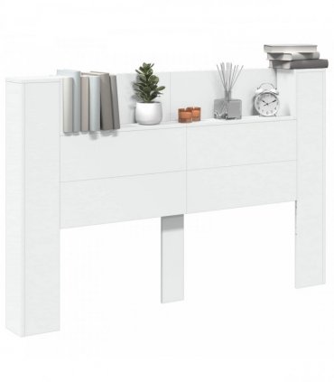 vidaXL Headboard Cabinet with LED White 160 x 16.5 x 103.5 cm
