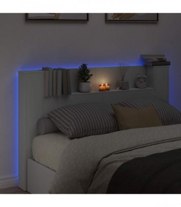 vidaXL Headboard Cabinet with LED White 160 x 16.5 x 103.5 cm