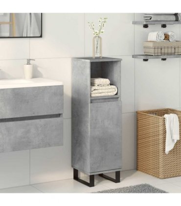vidaXL Bathroom Cabinet Concrete Grey 30x30x100 cm Engineered Wood