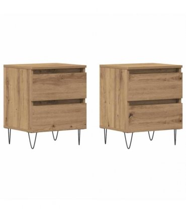 vidaXL Bedside Cabinet with Drawer 2 pcs Artisan oak 40 x 35 x 50 cm