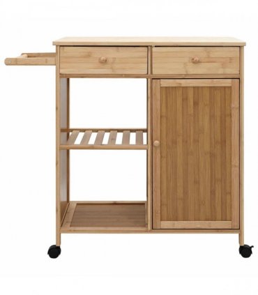 vidaXL Kitchen Trolley with Wheels Natural 90.5 x 36 x 86.5 cm Bamboo