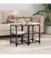 vidaXL Coffee Tables with Transparent Glass Top 2 pcs 30x30x45 cm Steel
