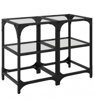 vidaXL Coffee Tables with Transparent Glass Top 2 pcs 30x30x45 cm Steel