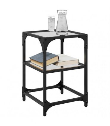 vidaXL Coffee Tables with Transparent Glass Top 2 pcs 30x30x45 cm Steel
