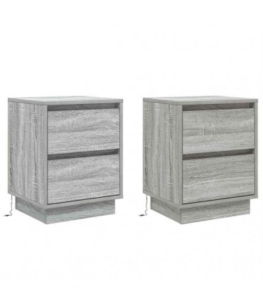 vidaXL Bedside Cabinet 2 pcs Grey 39 x 34.5 x 50 cm Engineered wood