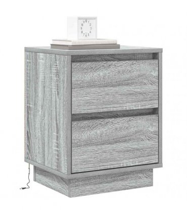 vidaXL Bedside Cabinet 2 pcs Grey 39 x 34.5 x 50 cm Engineered wood