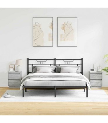 vidaXL Bedside Cabinet 2 pcs Grey 39 x 34.5 x 50 cm Engineered wood