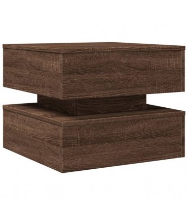 vidaXL Coffee Table with LED Lights Brown Oak 50x50x40 cm