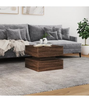 vidaXL Coffee Table with LED Lights Brown Oak 50x50x40 cm