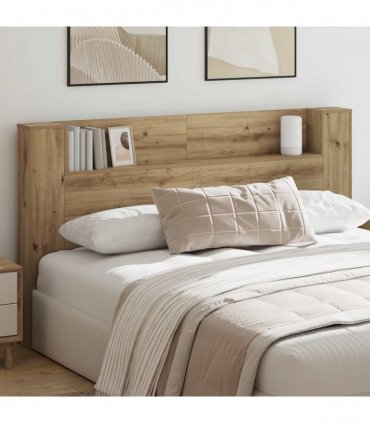 vidaXL Headboard Cabinet with LED Artisian Oak 180 x 16.5 x 103.5 cm