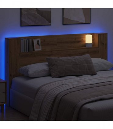 vidaXL Headboard Cabinet with LED Artisian Oak 180 x 16.5 x 103.5 cm