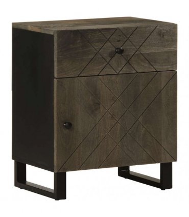 vidaXL Bedside Cabinet Black 50x33x60 cm Solid Wood Mango