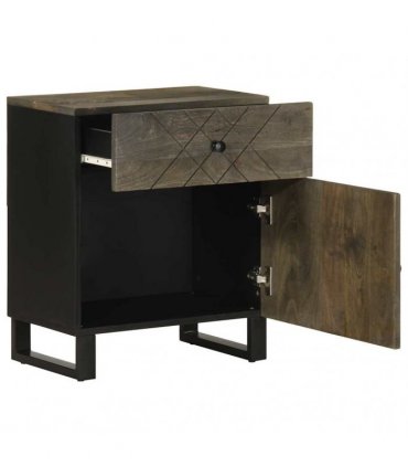 vidaXL Bedside Cabinet Black 50x33x60 cm Solid Wood Mango