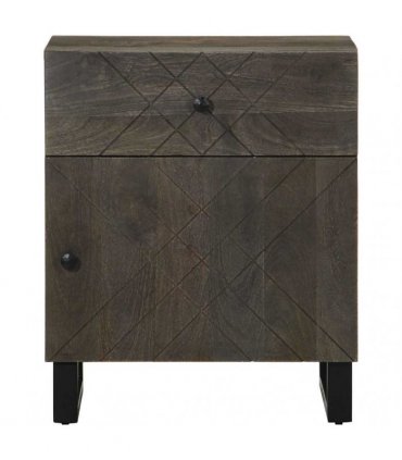 vidaXL Bedside Cabinet Black 50x33x60 cm Solid Wood Mango