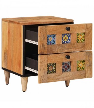 vidaXL Bedside Cabinet Natural 40 x 33.5 x 46 cm Solid Mango Wood