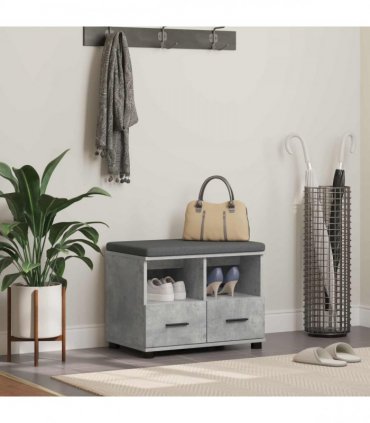 vidaXL Hall Bench with Cushion Concrete Grey 60 x 38 x 46 cm