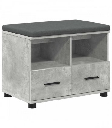 vidaXL Hall Bench with Cushion Concrete Grey 60 x 38 x 46 cm