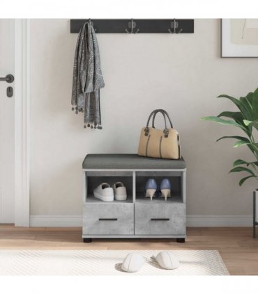vidaXL Hall Bench with Cushion Concrete Grey 60 x 38 x 46 cm