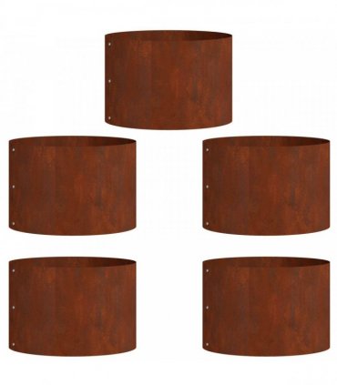 vidaXL Planter Ring 5 pcs Brown 30 x 30 x 20 cm Weathering Steel