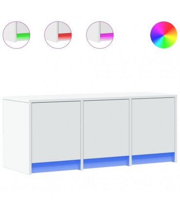 vidaXL TV Cabinet with LED White 97x34x40 cm Engineered Wood
