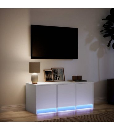 vidaXL TV Cabinet with LED White 97x34x40 cm Engineered Wood