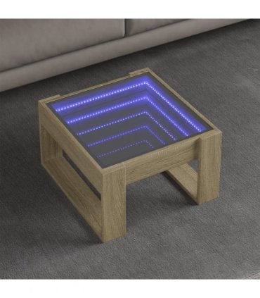 vidaXL Coffee Table with Infinity LED Sonoma Oak 50x53x30 cm