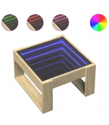 vidaXL Coffee Table with Infinity LED Sonoma Oak 50x53x30 cm