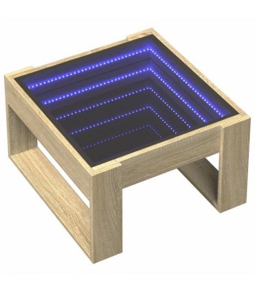 vidaXL Coffee Table with Infinity LED Sonoma Oak 50x53x30 cm