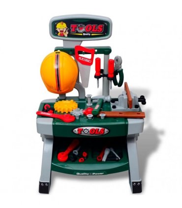 Kids'/Children's Playroom Toy Workbench with Tools Green + Grey