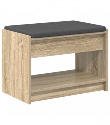 vidaXL Hall Bench with Cushion with Shelf Sonoma Oak 63 x 38 x 45 cm