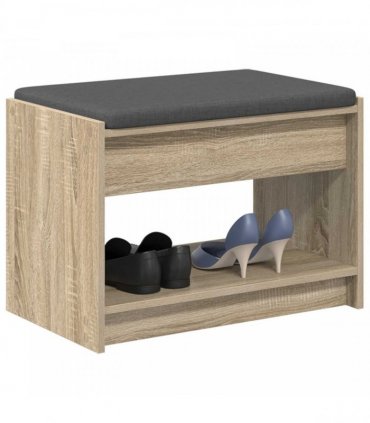 vidaXL Hall Bench with Cushion with Shelf Sonoma Oak 63 x 38 x 45 cm