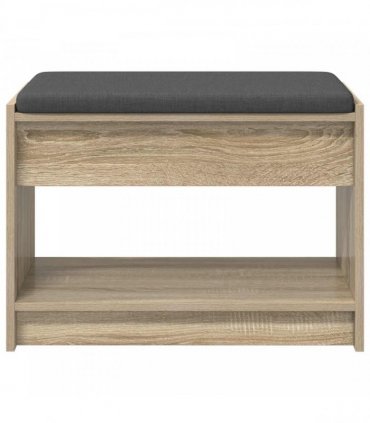 vidaXL Hall Bench with Cushion with Shelf Sonoma Oak 63 x 38 x 45 cm