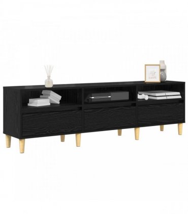 vidaXL TV Cabinet Black Oak 150 x 30 x 45 cm Engineered Wood