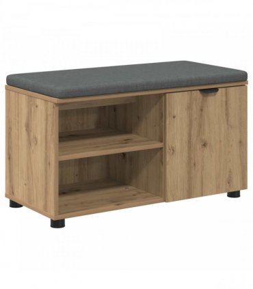 vidaXL Hall Bench with Cushion with Shelf Artisan Oak 80 x 38 x 46 cm