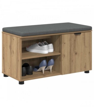 vidaXL Hall Bench with Cushion with Shelf Artisan Oak 80 x 38 x 46 cm