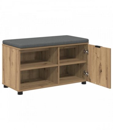 vidaXL Hall Bench with Cushion with Shelf Artisan Oak 80 x 38 x 46 cm