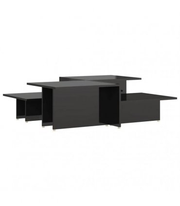vidaXL Coffee Table | Set of 2 | High gloss black | Chipboard | Rectangular