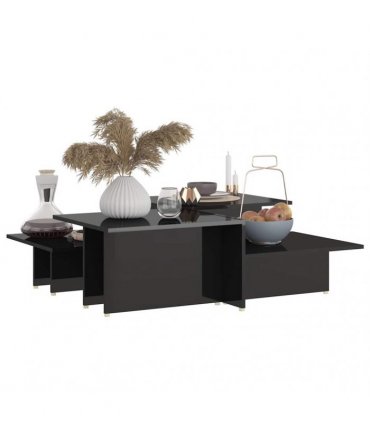 vidaXL Coffee Table | Set of 2 | High gloss black | Chipboard | Rectangular