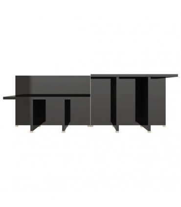 vidaXL Coffee Table | Set of 2 | High gloss black | Chipboard | Rectangular