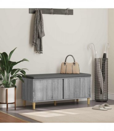 vidaXL Hall Bench with Cushion with Door Grey Sonoma 100 x 38 x 46 cm
