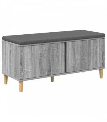vidaXL Hall Bench with Cushion with Door Grey Sonoma 100 x 38 x 46 cm