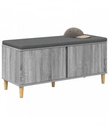 vidaXL Hall Bench with Cushion with Door Grey Sonoma 100 x 38 x 46 cm