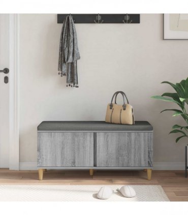 vidaXL Hall Bench with Cushion with Door Grey Sonoma 100 x 38 x 46 cm