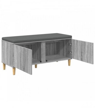 vidaXL Hall Bench with Cushion with Door Grey Sonoma 100 x 38 x 46 cm