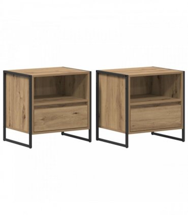 vidaXL Bedside Table with Drawer 2 pcs Artisian Oak 50 x 39.5 x 50 cm
