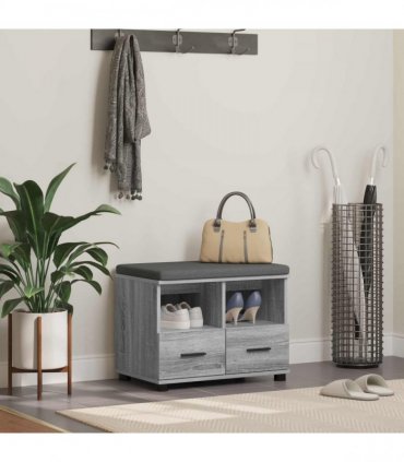 vidaXL Hall Bench with Cushion with Drawer Grey Sonoma 60 x 38 x 46 cm
