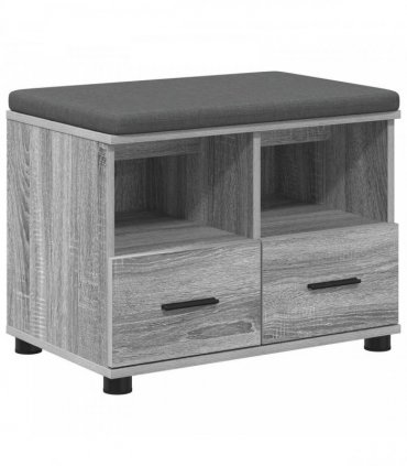 vidaXL Hall Bench with Cushion with Drawer Grey Sonoma 60 x 38 x 46 cm