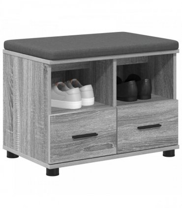 vidaXL Hall Bench with Cushion with Drawer Grey Sonoma 60 x 38 x 46 cm