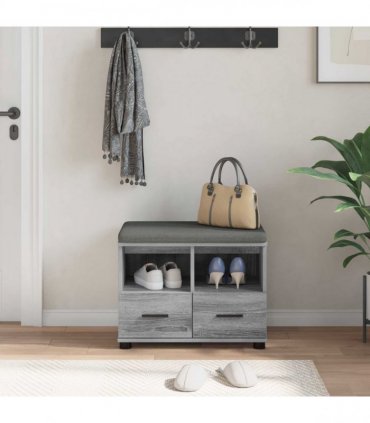 vidaXL Hall Bench with Cushion with Drawer Grey Sonoma 60 x 38 x 46 cm